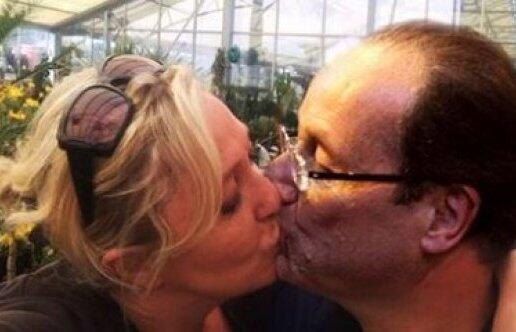 Bacio ‘modificato’ Le Pen-Hollande 
