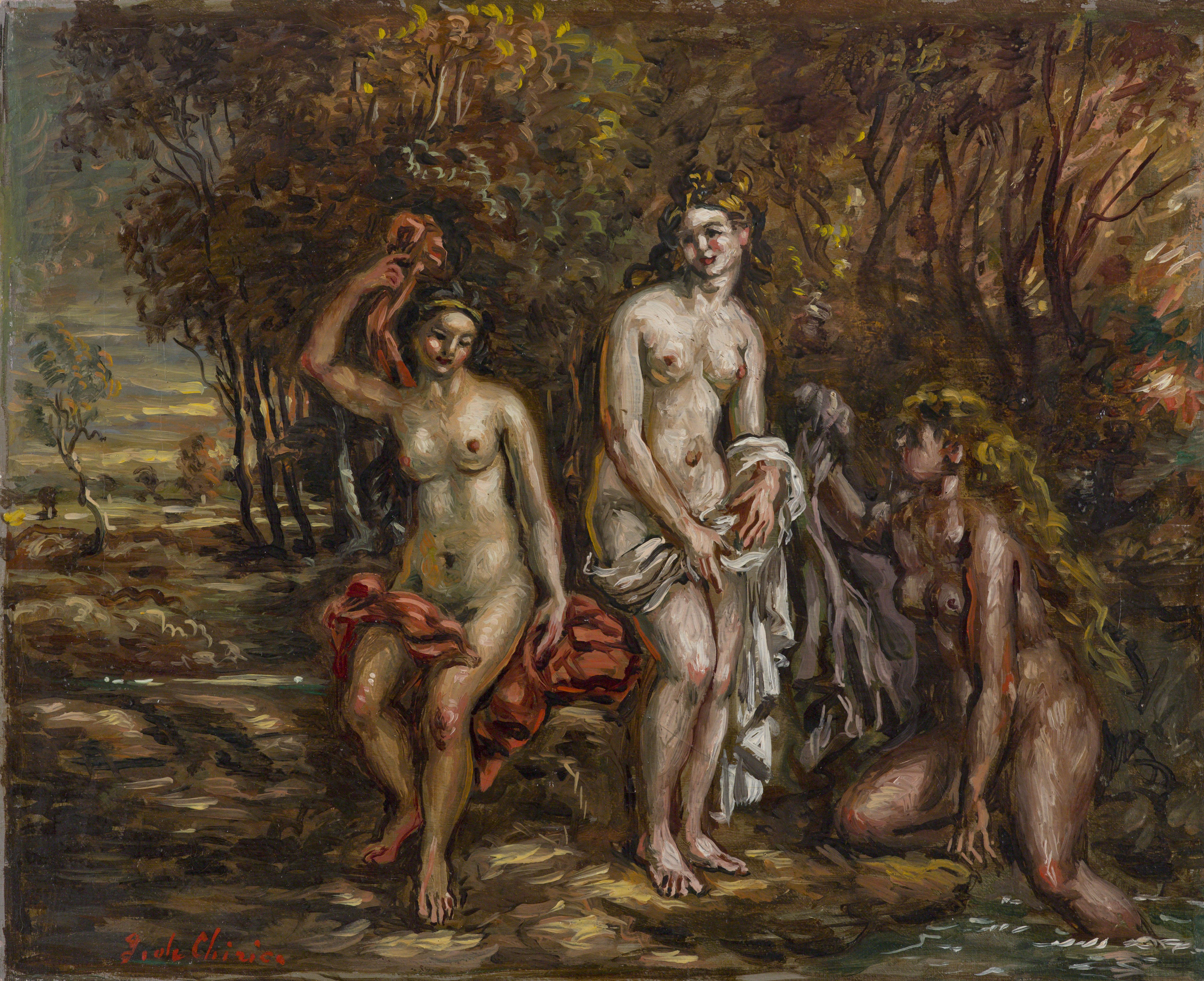 Giorgio de Chirico, Bagnanti, 1946, olio su tela, cm 40x50, stima € 40.000 – 50.000