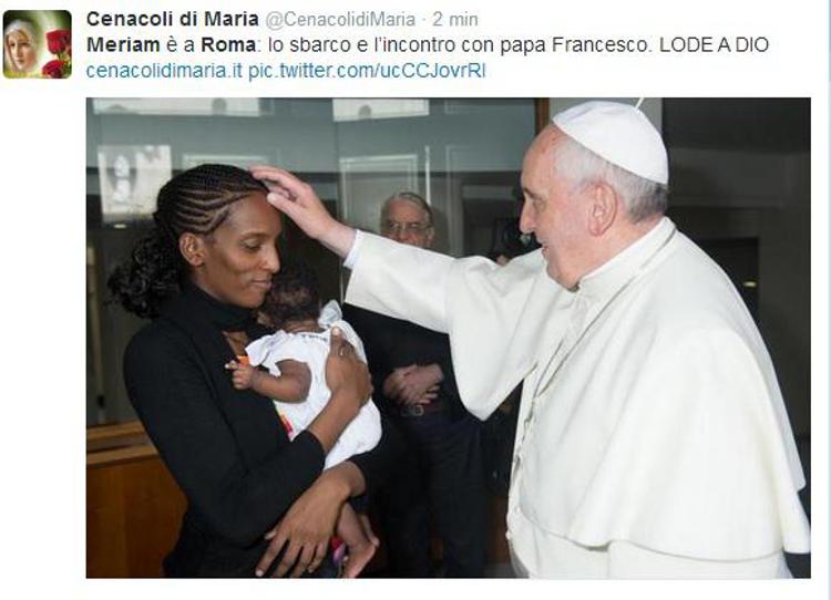 Meriam è a Roma. Il Papa la incontra in Vaticano e loda la sua fede