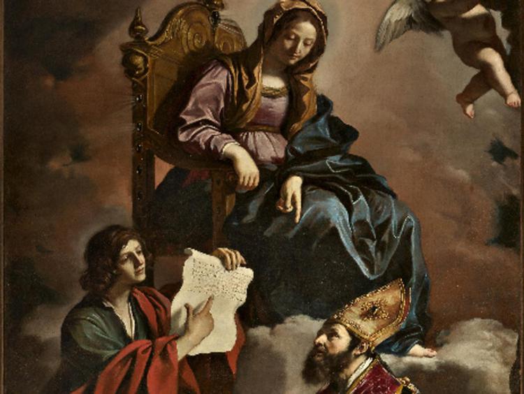 Particolare della 'Madonna con i santi Giovanni Evangelista e Gregorio Taumaturgo' del Guercino