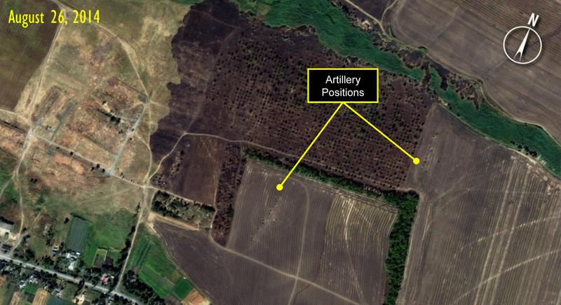 Tra il 13 e il 26 agosto sono state erette due postazioni di artiglieria (copyright: Digital Globe for Amnesty International)