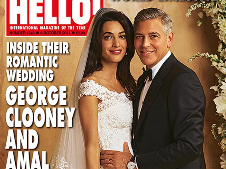 La copertina di 'Hello' con la foto del matrimonio di George Clooney e Amal Alamuddin 