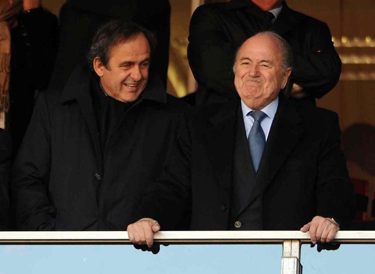 I presidenti di Uefa e Fifa, Michel Platini e Joseph Blatter (Infophoto) - INFOPHOTO