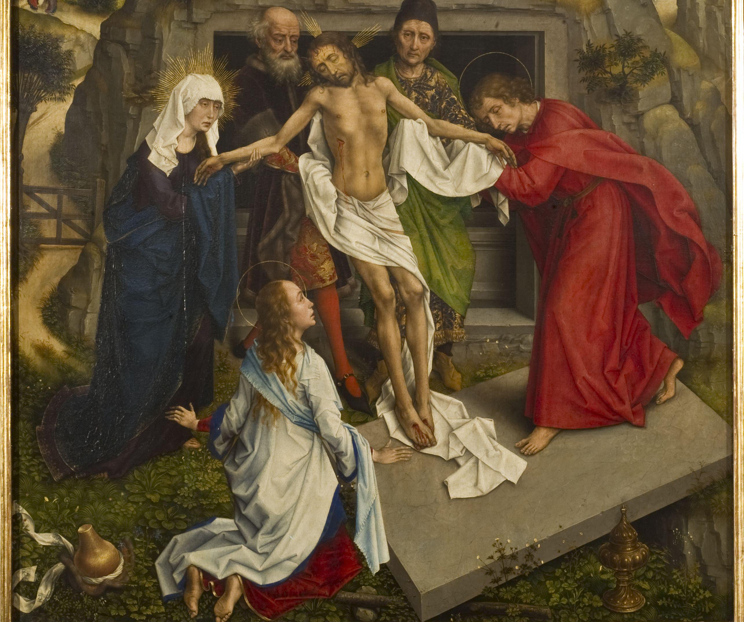 Rogier van der Weyden (e aiuti). Compianto sul Cristo morto. 1460-1465. Olio su tavola