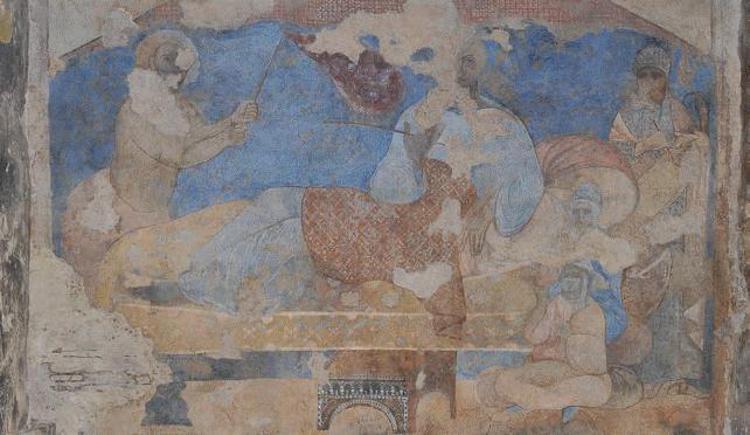 Uno dei magnifici affreschi  di Qusayr 'Amra