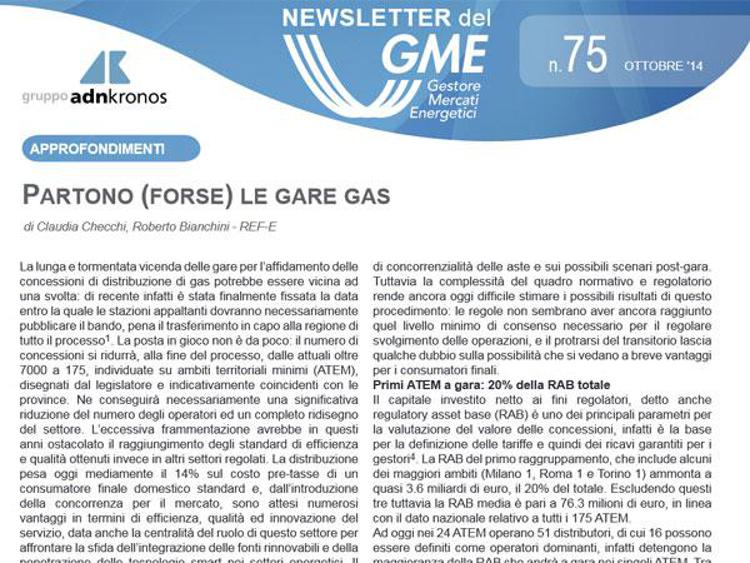 Energia, on line la newsletter del Gme