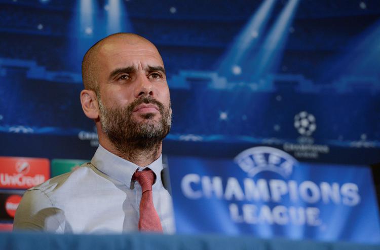 Il tecnico del Bayern Monaco, Josep Guardiola risponde alle domande dei giornalisti - HUBIMAGES