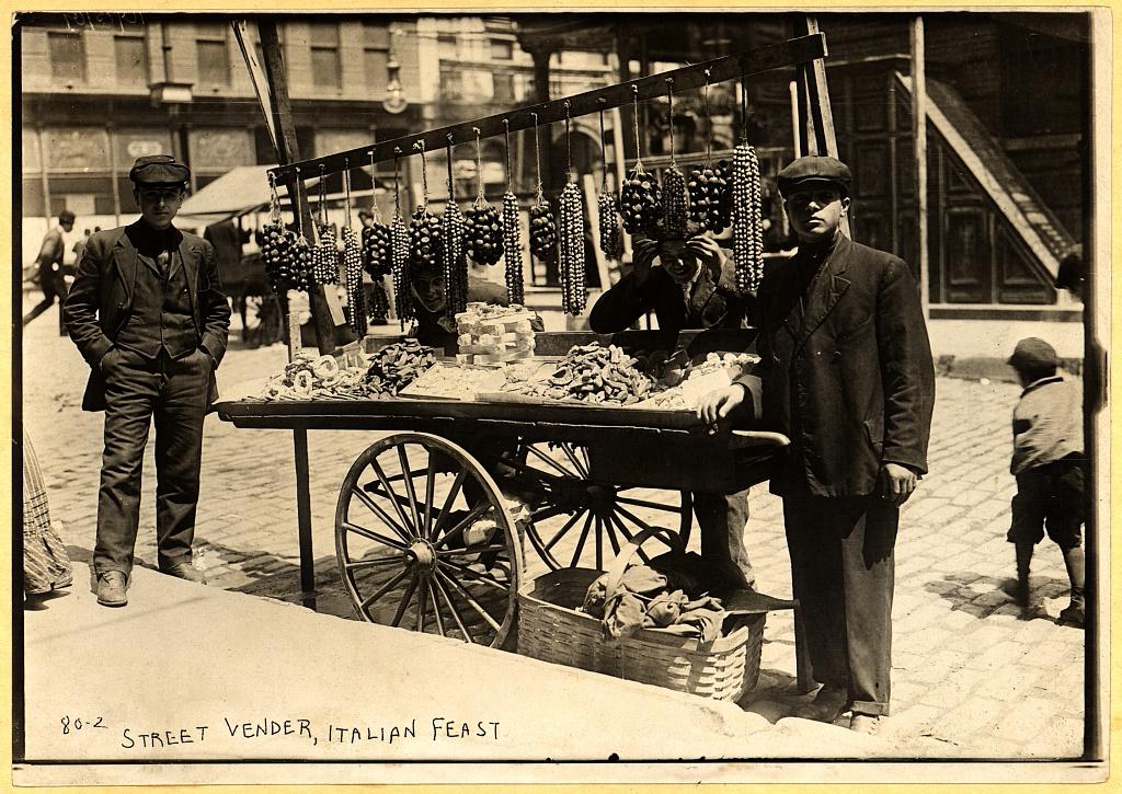 Photo Courtesy Library of Congress, 1910 Street Vendor at Italian Feast