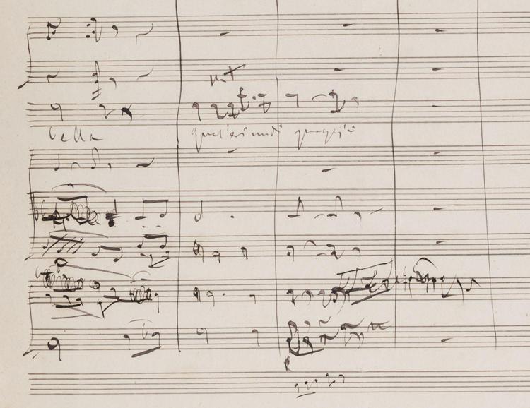 Dettaglio dell'autografo di Puccini di 'Ad una morta'