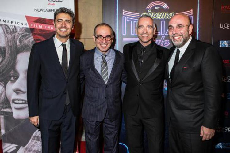Pif, Giuseppe Tornatore, Eros Ramazzotti e Paolo Virzì (foto Kika Press)