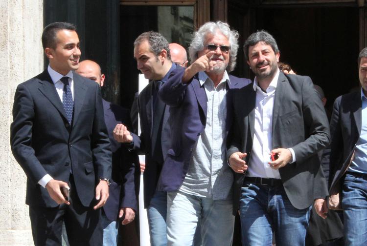 Beppe Grillo con Luigi Di Maio e Roberto Fico 