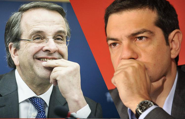 Antonis Samaras (a sinistra) e Alexis Tsipras 