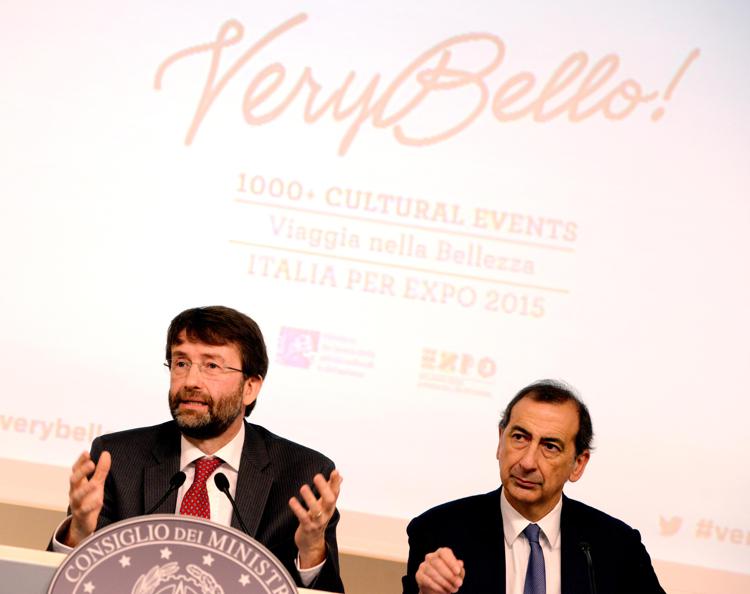 Il ministro per i Beni culturali  Dario Franceschini   il Commissario Expo Giuseppe Sala (Infophoto) - INFOPHOTO