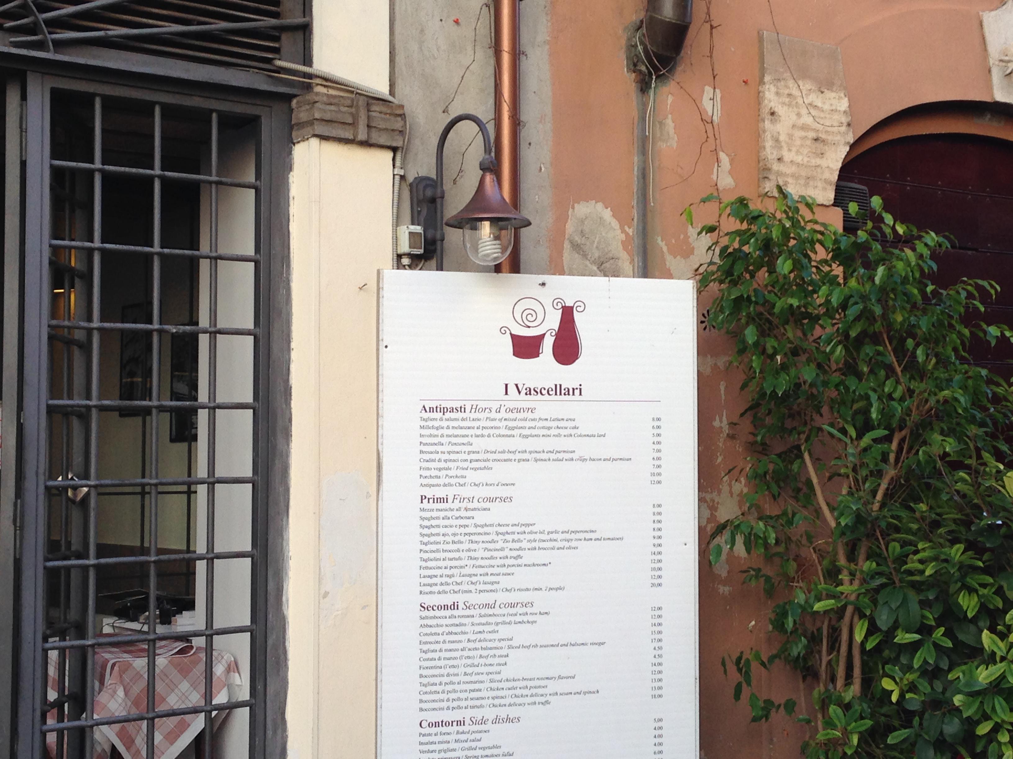 Il ristorante 'I Vascellari' a Trastevere (foto Adnkronos)