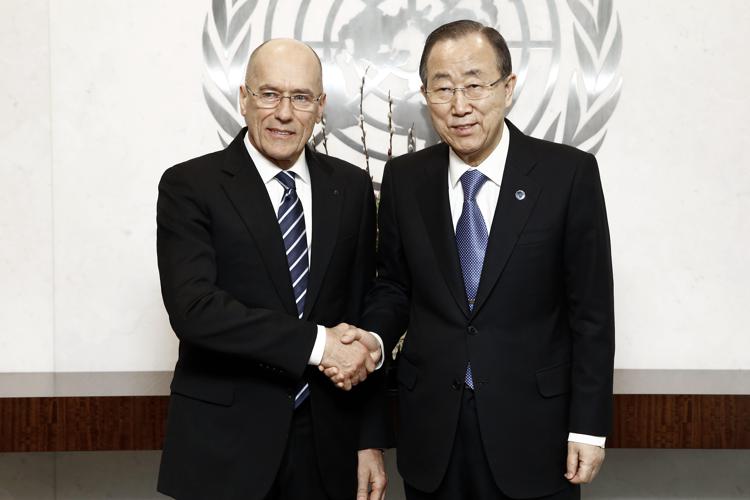 Il Segretario Generale delle Nazioni Unite, Ban Ki-moon con Mr. Igor Simcic, fondatore Progetto Esimit Europa 