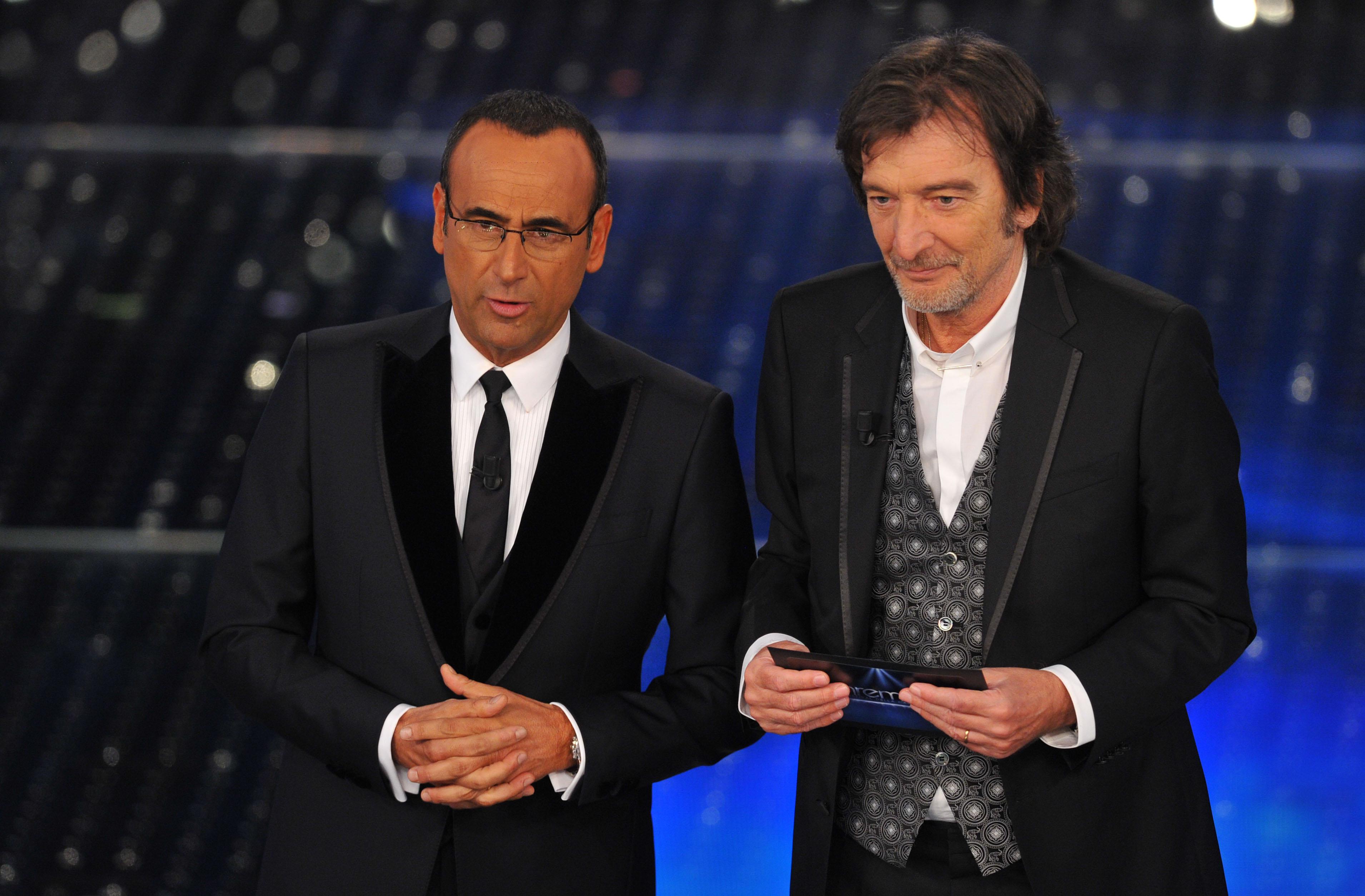 Sanremo 2015 Carlo Conti e Claudio Cecchetto, foto Infophoto 