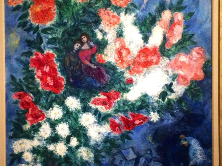 Particolare di 'Gli amanti', (olio su tela, 1937) di Marc Chagall