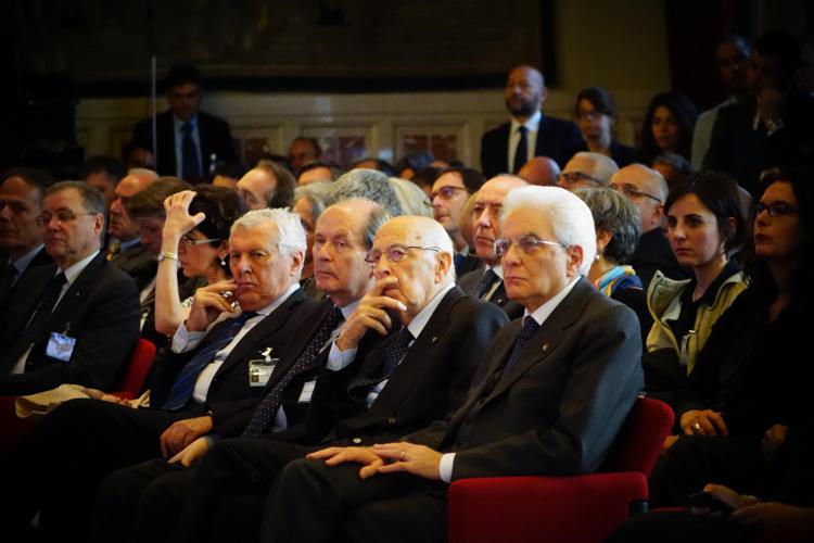 Giorgio Napolitano con il Presidente Mattarella alla Camera