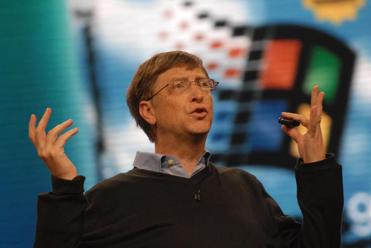 Bill Gates presenta Windows Vista nel 2007 (Infophoto)