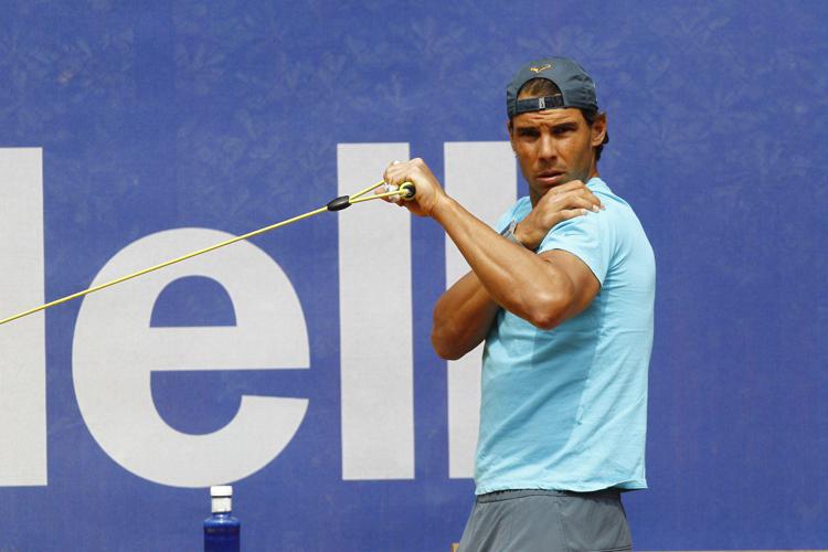 Rafael Nadal in allenamento al Barcelona Open 
