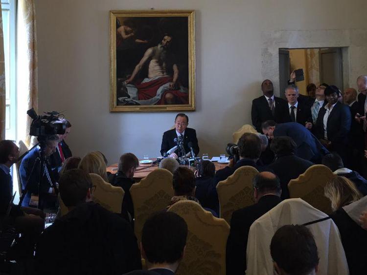 Ban Ki-moon al convegno in Vaticano (foto Adnkronos)