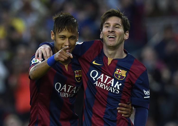 Gli attaccanti del Barcellona, Neymar da Silva Santos Junior e Lionel Messi (Foto Afp) - AFP