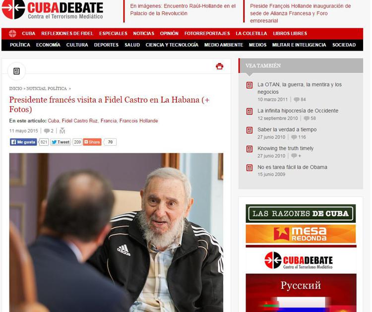 Cuba: Hollande incontra Fidel, si tiene informato su Internet