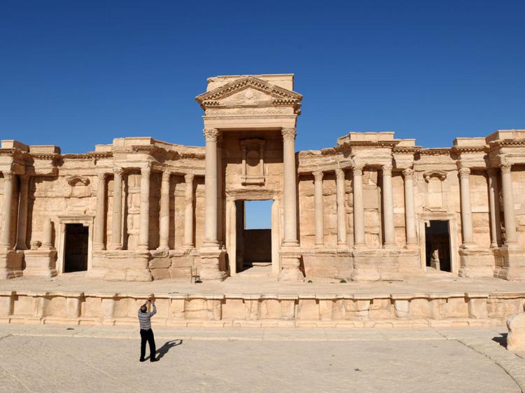 Uno scorcio del teatro romano di Palmira (foto Xinhua)