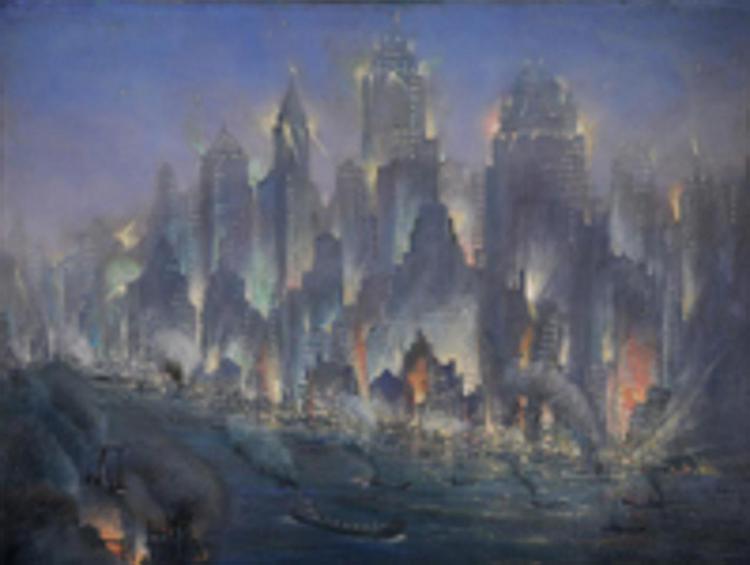 'New York' di Gennaro Favai, opera utilizzata per il manifesto della mostra 'Il demone della Modernità'