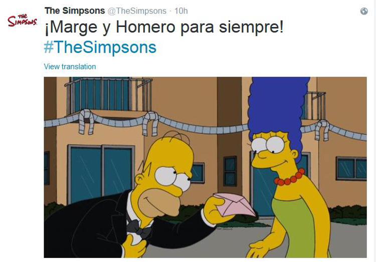 Il tweet pubblicato dall'account The Simpsons