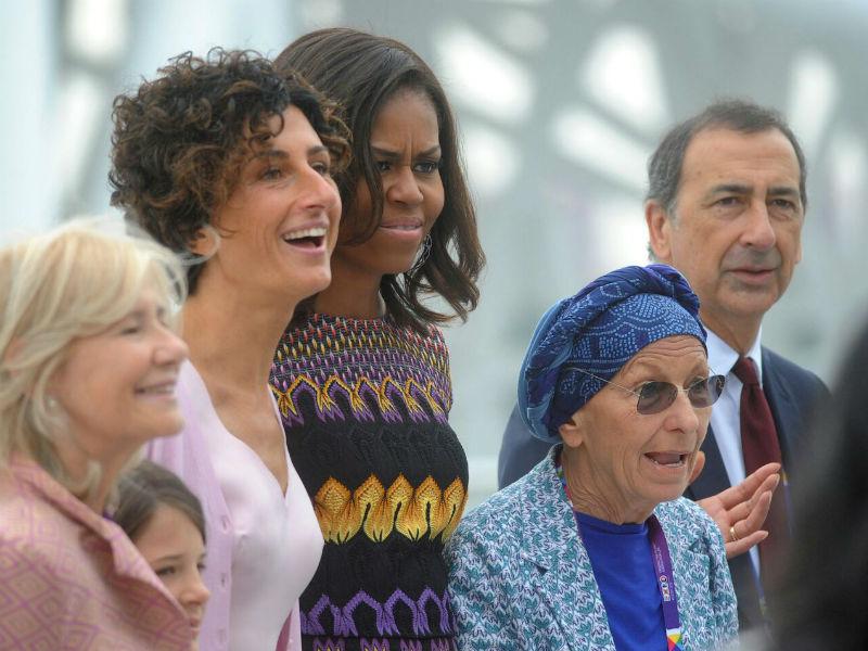 Agnese Renzi, Michelle Obama, Emma Bonino e il Commissario Unico delegato del Governo per Expo Milano 2015, Giuseppe Sala 