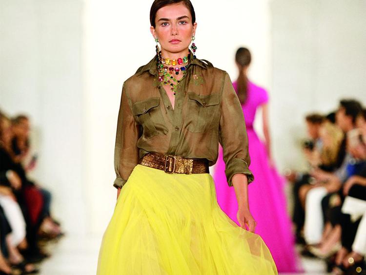 Una delle maxi skirt in tulle dai colori sorbetto proposte da Ralph Lauren per la primavera/estate 2015