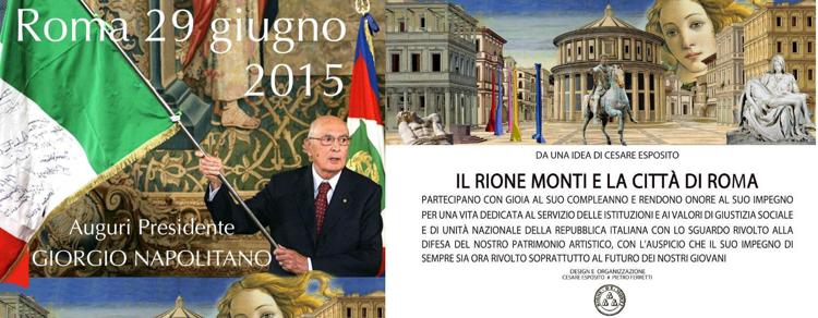 Roma: lunedì Rione Monti festeggia i 90 anni di Napolitano