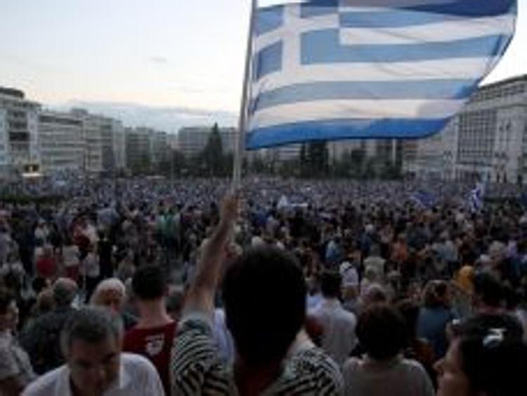 Protesta anti austerity ad Atene, Grecia (Infophoto).