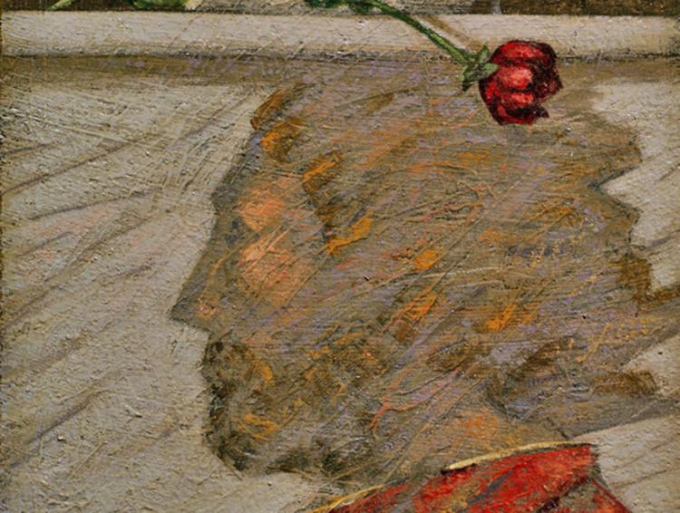 Particolare di 'L'ombra dell'Eroe' di Giampaolo Talani, olio e tempera su tela (40 x 50 cm)