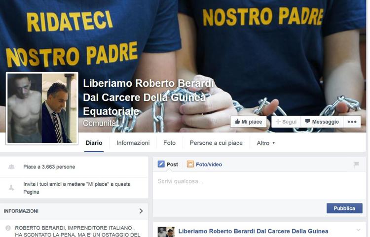 La pagina su Facebook 'Liberiamo Roberto Berardi Dal Carcere Della Guinea Equatoriale'