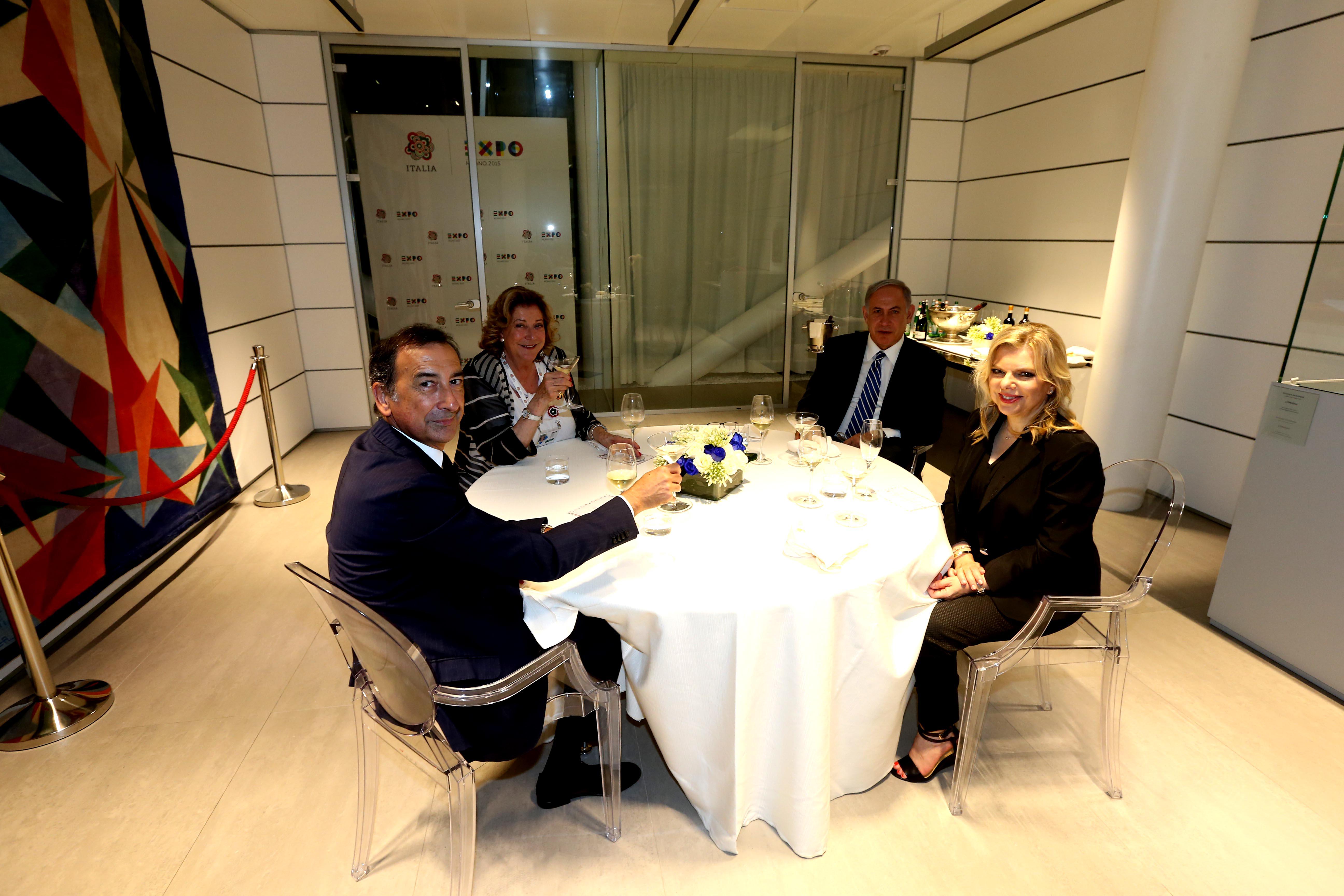 Benjamin Netanyahu e sua moglie cenano nella Sala dell'Arazzo di Palazzo Italia con Diana Bracco e Giuseppe Sala