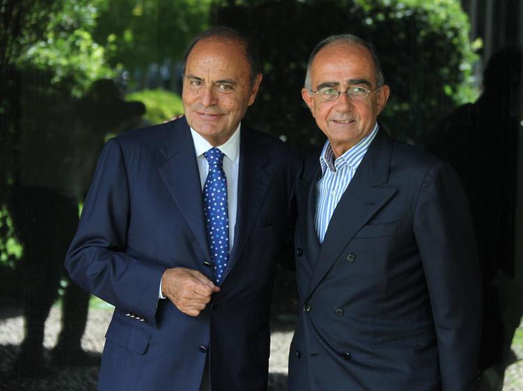 Bruno Vespa e Giancarlo Leone alla conferenza stampa di 'Porta a Porta' (foto Adnkronos) - ADNKRONOS