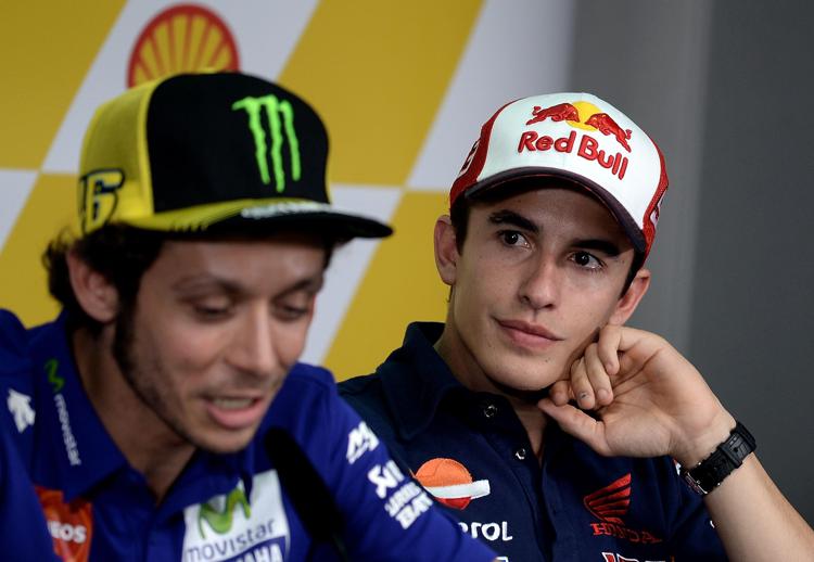 Valentino Rossi e Marc Marquez in conferenza (Foto AFP) - AFP