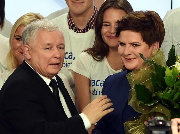 Jaroslaw Kaczynski e Beata Szydlo (Foto Afp)