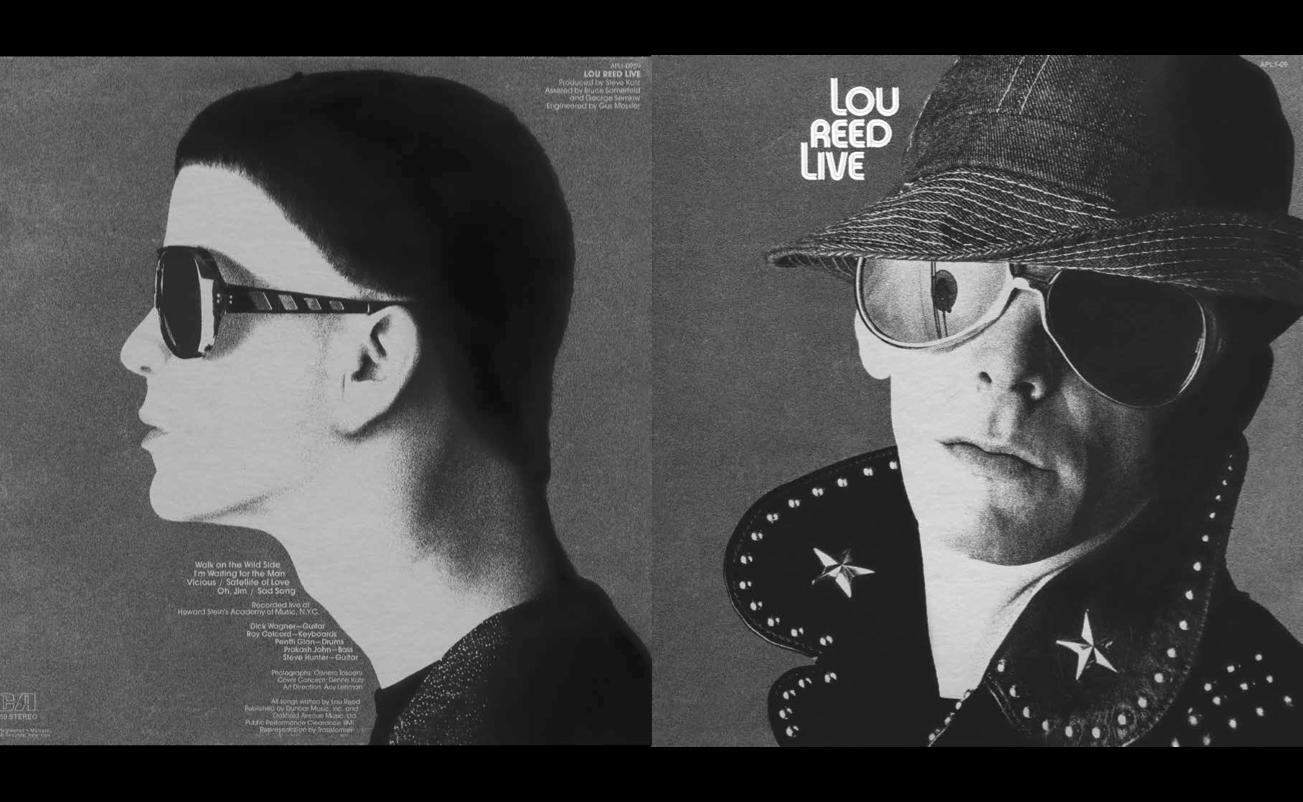 Copertina del disco Lou Reed /Live Rca, 1974, Immagine tratta dal libro 'Più di 50 Anni di Magnifici Fallimenti'