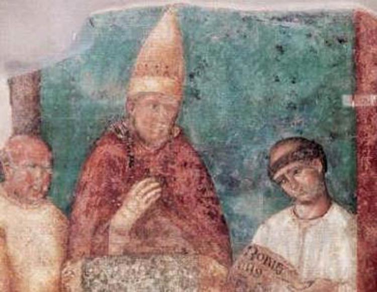 Bonifacio VIII in un affresco di Giotto . 1300 circa - San Giovanni in Laterano