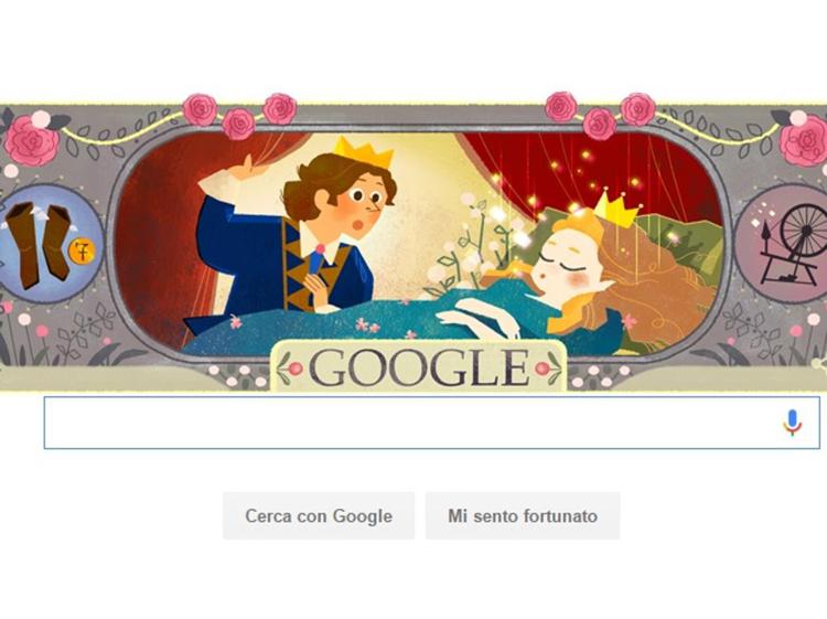 Uno dei tre doodle che Google dedica a Charles Perrault