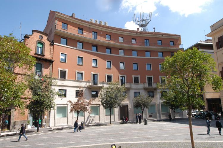 Il Palazzo dell'Informazione di piazza Mastai, Roma, sede dell'agenzia di stampa Adnkronos (Adnkronos)