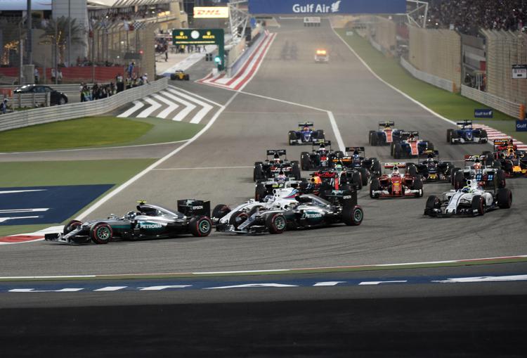 La Mercedes del tedesco Nico Rosberg nel Gp del Bahrain (Foto Afp) - AFP