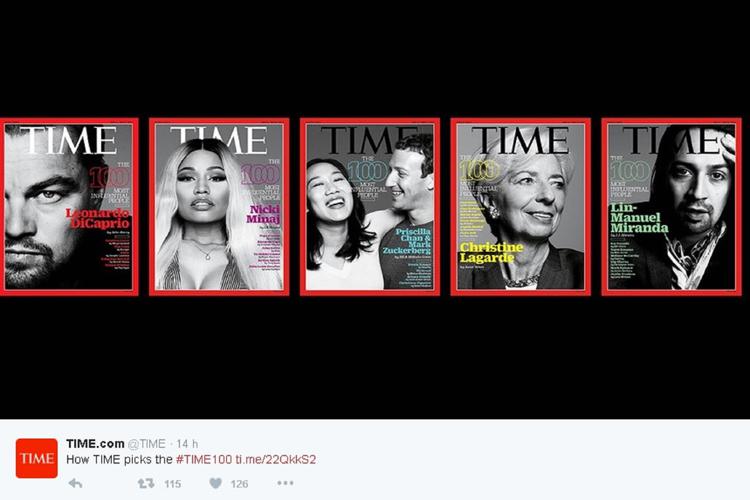 Alcune delle cover di 'Time' dedicate alle 100 persone più influenti al mondo (foto da Twitter)