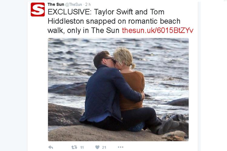 L'esclusiva del 'Sun' che rivela gli scatti inediti di Taylor Swift e Tom Hiddleston