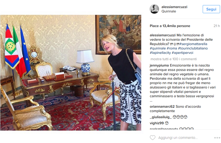 Alessia Marcuzzi al Quirinale (Instagram)