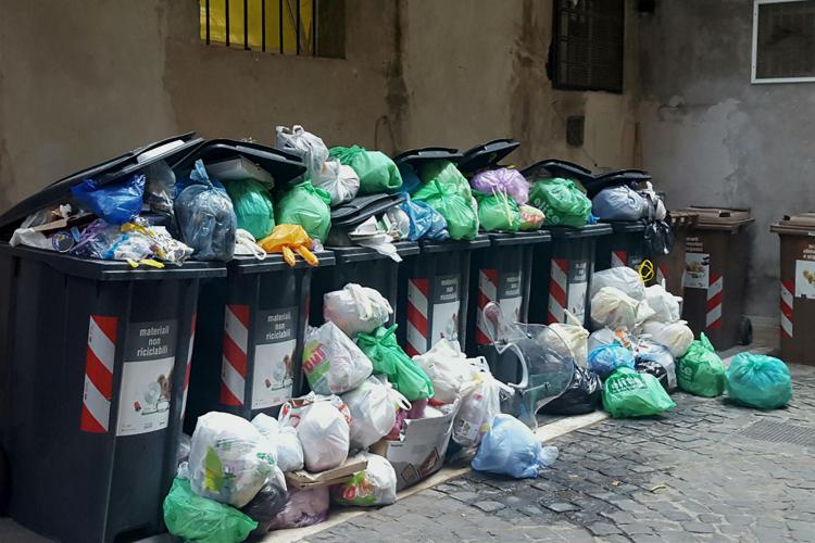 Spazzatura  non raccolta per giorni nel quartiere di San Lorenzo (Adnkronos) 