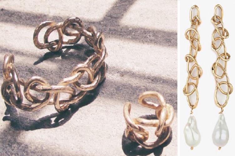 Bracciale, anello e orecchini della collezione 'Knot' di Giulia Barela